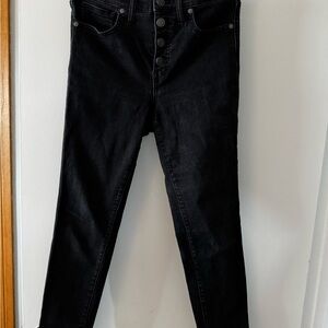 Madewell Black Skinny Jeans with distressed hem